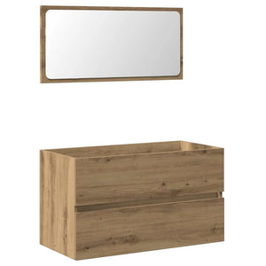 Bathroom Cabinet With Mirror Artisan Oak Engineered Wood