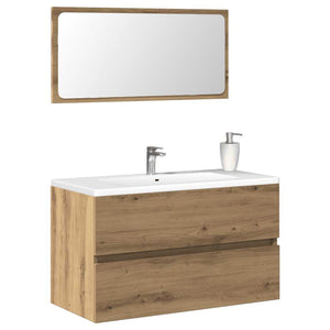 Bathroom Cabinet With Mirror Artisan Oak Engineered Wood