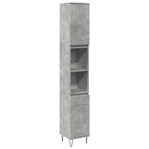 Bathroom Cabinet Concrete grey Engineered wood and iron Tall & Slim