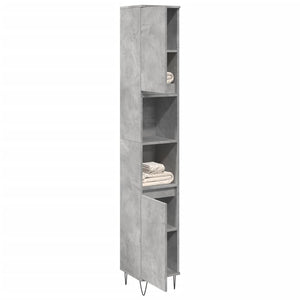 Bathroom Cabinet Concrete grey Engineered wood and iron Tall & Slim