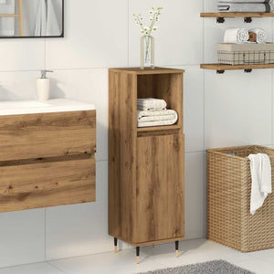 Bathroom Cabinet Artisan Oak Engineered Wood, Iron Tall