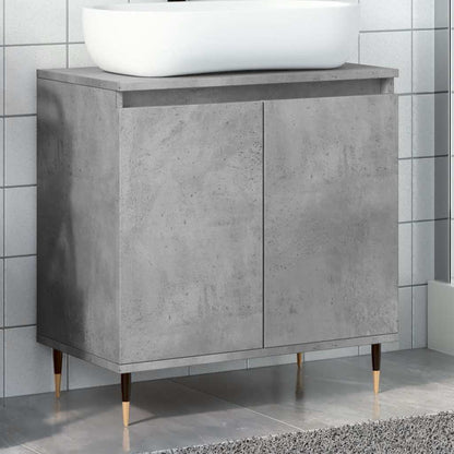 Bathroom Cabinet Concrete Grey Engineered Wood, Iron Medium