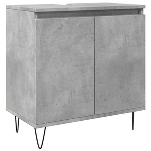 Bathroom Cabinet Concrete Gray Engineered Wood, Iron Medium