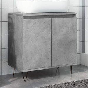 Bathroom Cabinet Concrete Gray Engineered Wood, Iron Medium