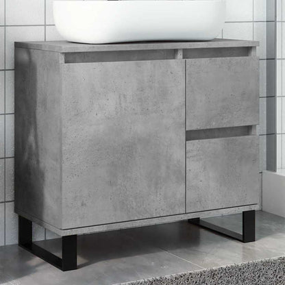 Bathroom Sink Cabinet Concrete Grey Engineered Wood, Iron Medium