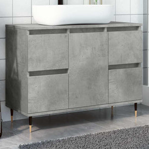 Bathroom Cabinet Concrete Grey Engineered wood, Iron Medium
