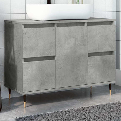 Bathroom Cabinet Concrete Grey Engineered wood, Iron Medium