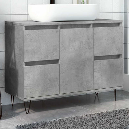 Bathroom Cabinet Concrete Grey Engineered wood, Iron Medium