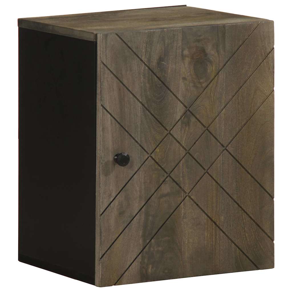 Bathroom Cabinet Black Solid Mango Wood, Engineered Wood, Metal