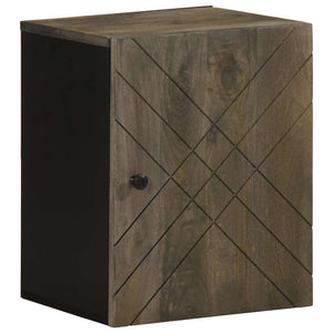 Bathroom Cabinet Black Solid Mango Wood, Engineered Wood, Metal