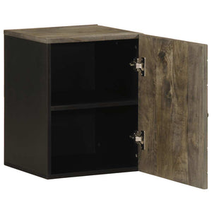 Bathroom Cabinet Black Solid Mango Wood, Engineered Wood, Metal