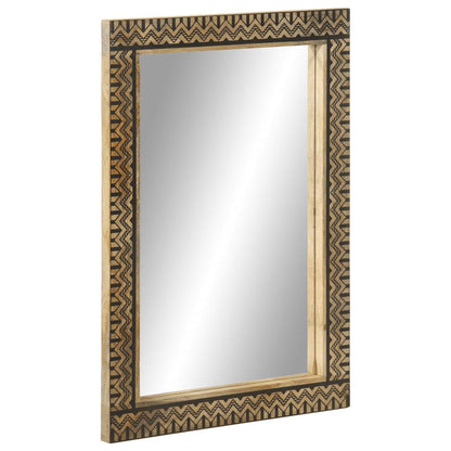 Bathroom Mirror Black Solid Mango Wood, Glass 19.7 x 27.6 in