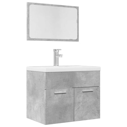 Bathroom Furniture Set Concrete gray Engineered wood, glass