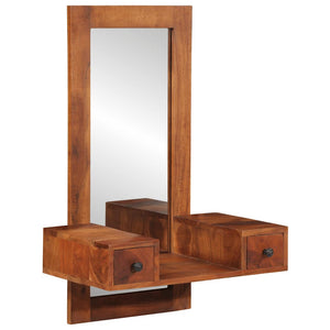 Wall Mirror Honey Glass, Solid Acacia Wood Medium Mirror