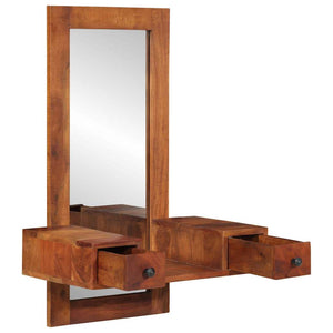 Wall Mirror Honey Glass, Solid Acacia Wood Medium Mirror