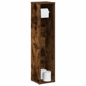 Bathroom Cabinet with Roll Holder Smoked Oak 8.1x7.9x35.4"