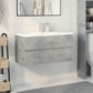 Bathroom Furniture Set Concrete Grey, White Engineered Wood, Ceramic