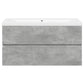 Bathroom Furniture Set Concrete Grey, White Engineered Wood, Ceramic