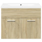Bathroom Sink Cabinet Sonoma oak, White Engineered wood, Ceramic