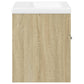 Bathroom Sink Cabinet Sonoma oak, White Engineered wood, Ceramic