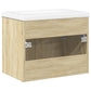 Bathroom Sink Cabinet Sonoma oak, White Engineered wood, Ceramic