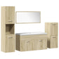 Bathroom Furniture Set Sonoma Oak, White Engineered wood, Ceramic