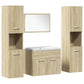 Bathroom Furniture Set Sonoma Oak, White Engineered Wood, Ceramic
