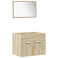 Bathroom Furniture Set Sonoma Oak, White Engineered Wood, Ceramic