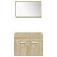 Bathroom Furniture Set Sonoma Oak, White Engineered Wood, Ceramic