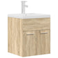 Bathroom Sink Cabinet Sonoma Oak, White Engineered wood, Ceramic