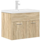 Bathroom Sink Cabinet Sonoma oak, White Engineered wood, Ceramic