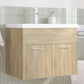 Bathroom Sink Cabinet Sonoma oak, White Engineered wood, Ceramic