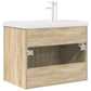 Bathroom Sink Cabinet Sonoma oak, White Engineered wood, Ceramic