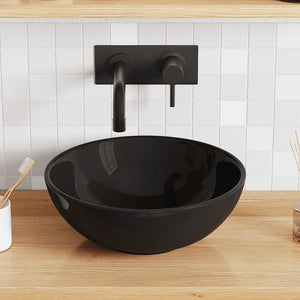 Wash Basin Gloss Black Ø11.0x3.9" Ceramic