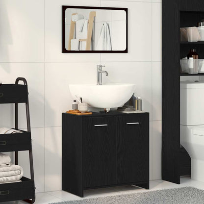 Bathroom Cabinet With Mirror Black Oak Engineered Wood Medium