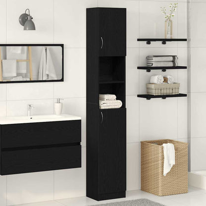 Bathroom Cabinet Black oak Engineered wood Tall Bathroom Cabinet