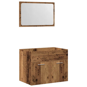 2 Piece Bathroom Furniture Set Old Wood Engineered Wood