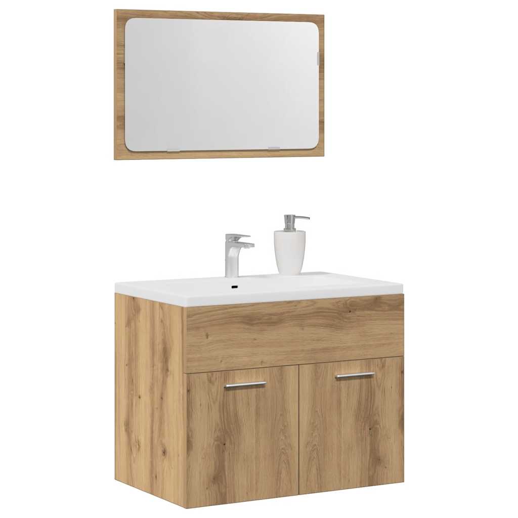 2 Piece Bathroom Furniture Set Artisan Oak Engineered Wood