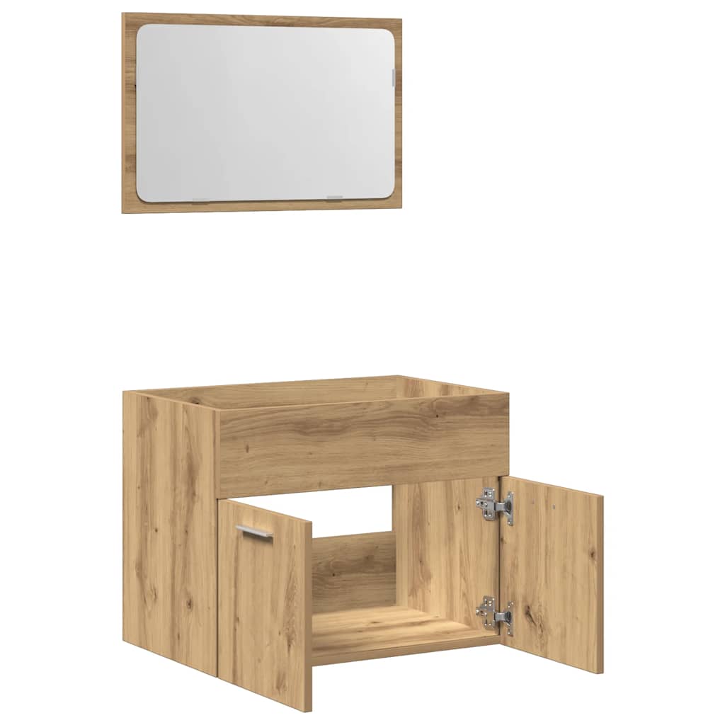 2 Piece Bathroom Furniture Set Artisan Oak Engineered Wood