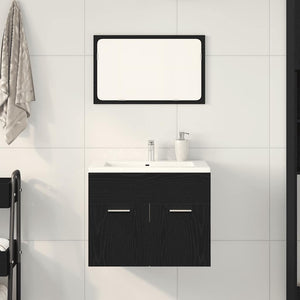 2 Piece Bathroom Furniture Set Black Oak Engineered Wood