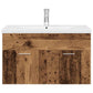 Sink Cabinet With Basin Old wood, White Engineered wood, Ceramic