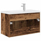 Sink Cabinet With Basin Old wood, White Engineered wood, Ceramic