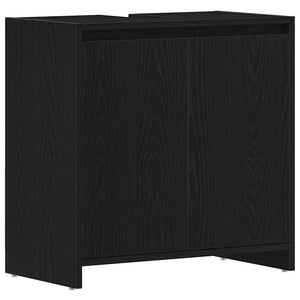 Bathroom Cabinet Black Oak Engineered Wood Medium