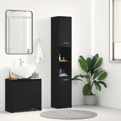 Bathroom Cabinet Black Oak Engineered Wood Tall Bathroom Cabinet