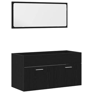 Bathroom Furniture Set 2 pcs Black Oak 35.4" x 15.2" x 18.1