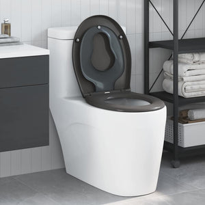 Toilet Seat Anthracite Plastic 14.6 x 17.6 x 1.6 in Detachable
