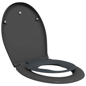 Toilet Seat Anthracite Plastic 14.6 x 17.6 x 1.6 in Detachable