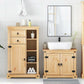 Bathroom Furniture Set Honey Solid pine wood, engineered wood, metal