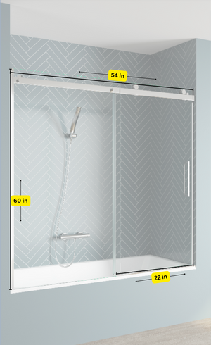 Standard Shower Sliding Glass Door - Chrome BathTub