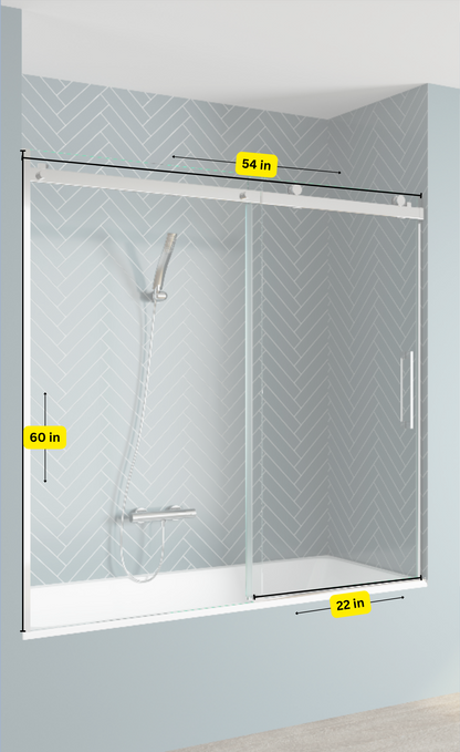 Standard Shower Sliding Glass Door - Chrome BathTub